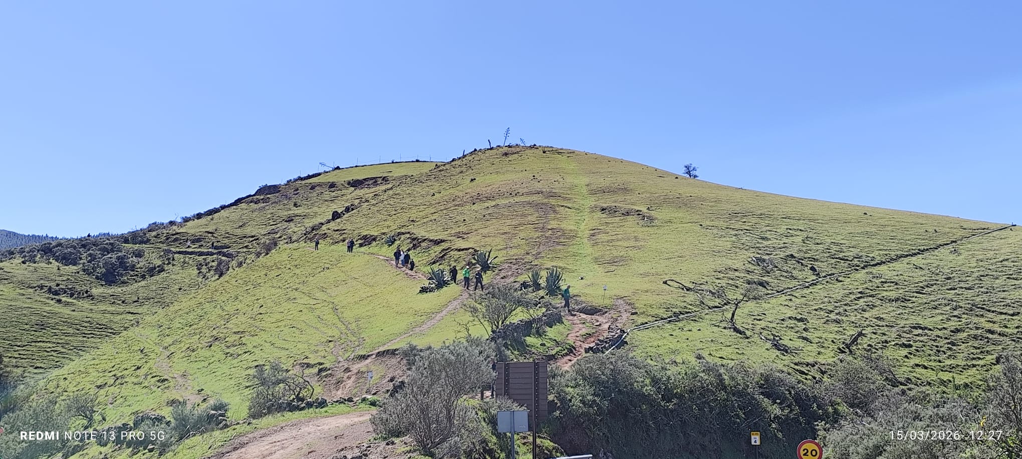 Camino serpenteante repleto de visitantes